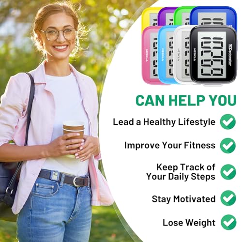 NESKLA 3D Pedometer, Simple Step Counter with Large LCD Display for Walking - color: Dark blue