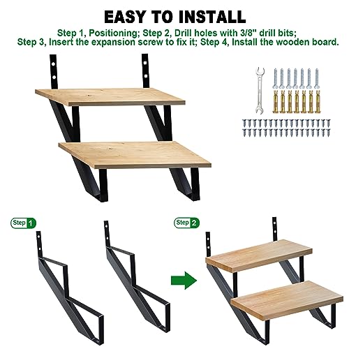 Steel Stair Risers 2 Step, Metal Stair Stringers for Deck Height 19.5 inches, Steel Stair Step Riser for Outside Stairs (2Pack) - size: 2 Step