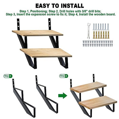 Steel Stair Risers 2 Step, Metal Stair Stringers for Deck Height 19.5 inches, Steel Stair Step Riser for Outside Stairs (2Pack) - size: 2 Step
