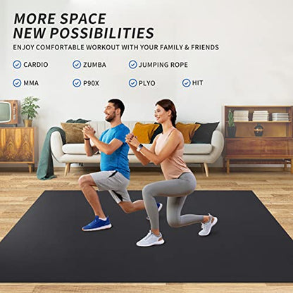 MRO Extra Large Exercise Mat 15'x6'/12'x6'/9'x6'(7mm) - color: black, size: 6*12 FT