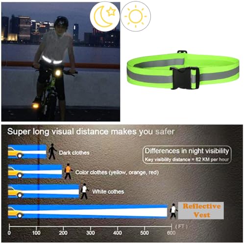10 Pack Reflective Running Vests with Slap Bands, High Visibility Safety Reflective Reflector Vest Running Gear for Night Walking Cycling Hiking Jogging - color: B-10pcs Green Belts