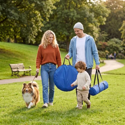 5 in 1 Dog Agility Equipment Set, Complete Agility Training Equipment Kit with Dog Tunnel, Adjustable Jump Hurdle, Jump Ring, Weave Poles & Pause Box, Portable Plastic Pet Obstacle Training Gear