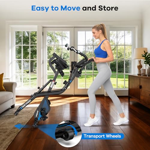 pooboo Folding Magnetic X‑Bike, Upright Exercise Bike for Home Gym - color: Black