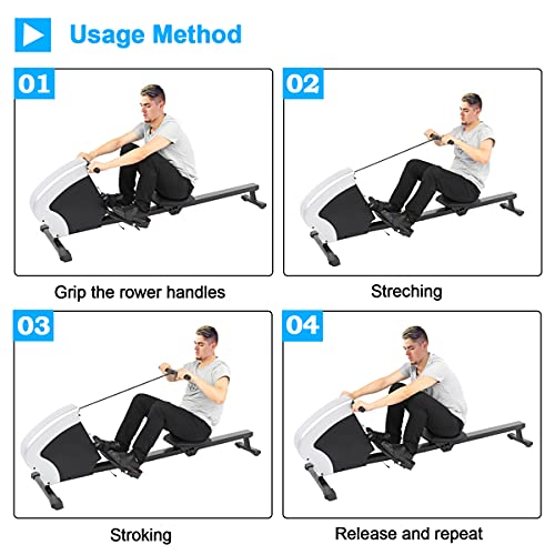 Rowing Machines Foldable, Exercise Fitness Machine for Home Gym 8 Resistance Reluctance Rowing Device Can Exercise Most of The Muscles of The Body