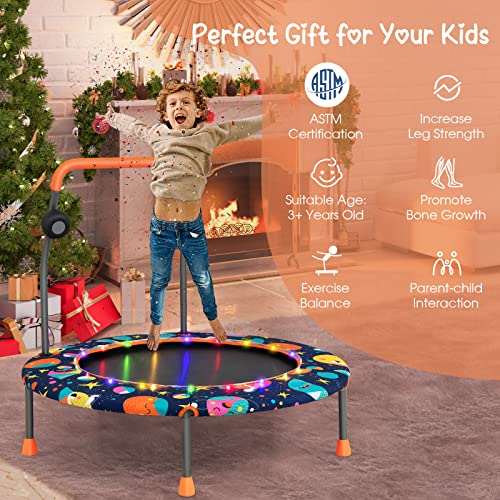 GYMAX Trampoline for Kids, 36” Toddler Mini Rebounder with Lights & Music, Removable Blue Tooth Speaker, Handle & Safety Pad, ASTM Approved Indoor Outdoor Small Kids Trampoline - style: Astral Sky