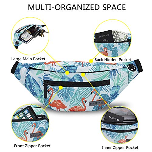 Large Fanny Pack Belt Bag with Adjustable Straps Waist Pack for Men Women - color: Flamingo Green