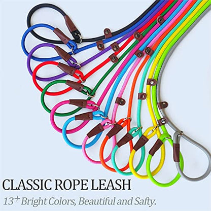 MayPaw Slip Lead Control Leash for Dogs No Pull, 13+ Colors Classic Dog Lead 7 FT Pet Slip Leash, 1/4” Rope Leashes for Small Medium Animals (7ft*1/4", Green) - color: green
