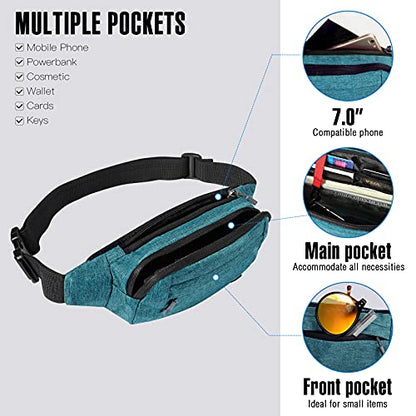 WATERFLY Small Fanny Pack Crossbody Lightweight Waist Bag for Woman Man - color: Green