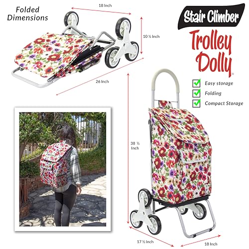 dbest Products Stair Climber Trolley Dolly with Backpack Straps, Shopping cart Grocery Foldable Condo Apartment - color: Flower, style: Backpack Straps