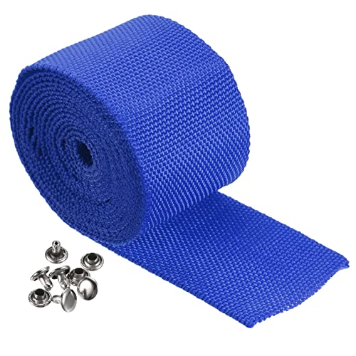 PATIKIL Winch Rope Protector 2m/6.56ft, Polyester Protective Sleeve with Buckle Universal for 4.5cm/1.77in Width Cable Line, Blue - color: Blue, size: 4.5cmx2m