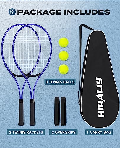 HIRALIY 27-Inch Tennis Racket for Adults with Ball and Carry Bag - color: Blue