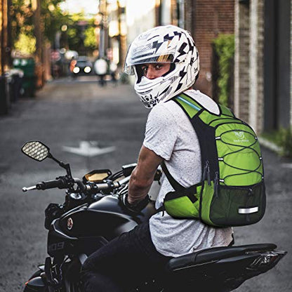 Mothybot Hydration Pack, Insulated Hydration Backpack with 2L BPA Free Water Bladder and Storage, Hiking Backpack for Men, Women, Kids for Running, Cycling, Camping - Keep Liquid Cool up to 5 Hours - color: Grass Green