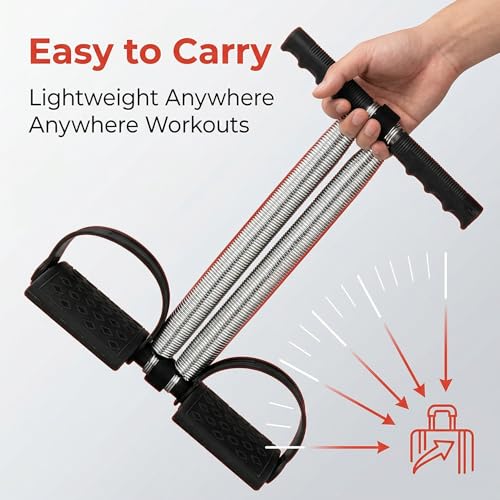 Dual Spring Tension Foot Pedal, Spring Steel Abdominal Leg Exerciser Foot Pedal Dual Spring Sit Up Equipment Lightweight and Portable for Muscle Training (Black)