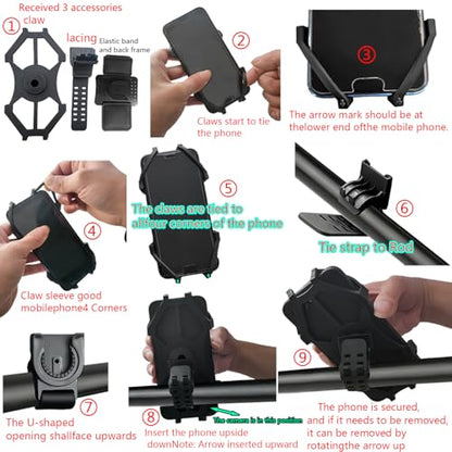360° Rotatable Wrist Phone Armband, 2-in-1 Detachable Bike Phone Mount Holder for 4.4-7.2 Inch iPhone 15/14/13, Samsung Galaxy, Universal Cell Phone Holder for Running, Cycling, Hiking