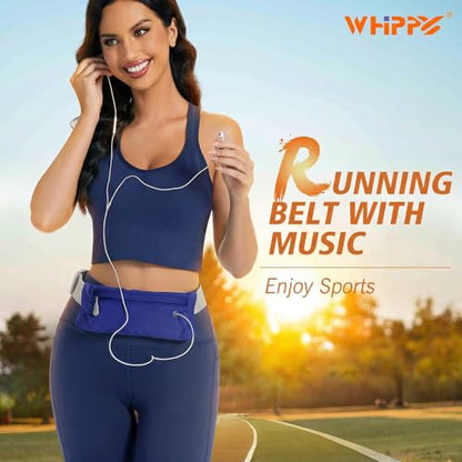 WHIPPY Slim Running Belt Fanny Pack for Women Men Elastic Runners Belt Waist Pouch Chest Bag Phone Holder Waist Pack for Running Hiking - color: 8-Dark Blue