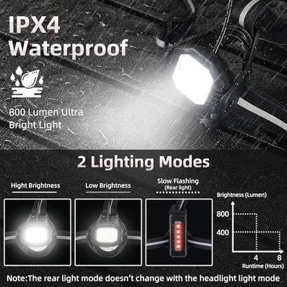 YOSKY 800 Lumen Chest Light, Running Light for Runner with Reflective Straps, Rechargeable Running Headlamp Flashlight, Adjustable Safety Lights Beam for Walking Dog at Night, 4-8h USE TIME