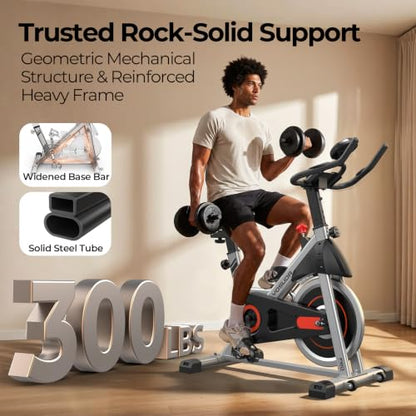 YOSUDA Exercise Bike, Magnetic Friction Stationary Bike with App Training - color: Orange Black