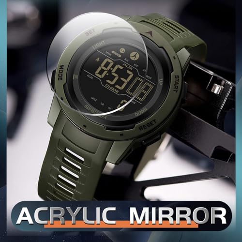 findtime Men's Digital Watch Waterproof Pedometer Watches Sport Watch Step Counter Calorie Military Watch with Stopwatch Alarm LED Backlight Countdown - color: green