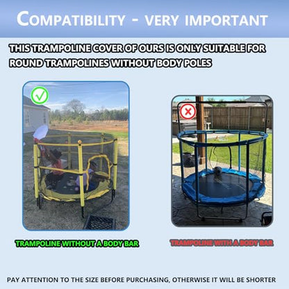 XCZ trampoline cover, outdoor jumping bed cover, suitable for 60 inch round children's trampoline , full coverage. Black - size: 62" Dia x 47" H