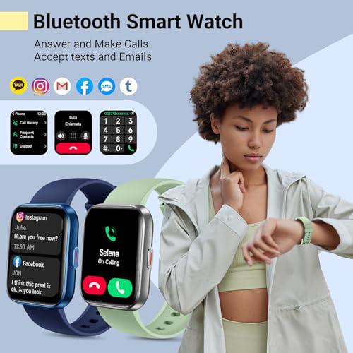Quican Smart Watches for Women/Men, Smart Watch for Android Phones & iPhone, Fitness Watches for Women with Alexa, Call & Notification Alerts, Tracks Heart Rate/Sleep Smartwatches (Green, 1.8 inches) - color: Green