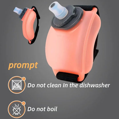 Silicone Wrist Water Bottle Outdoor Portable Hands Free Squeeze Design Adjustable Strap for Running, Cycling and Hiking, White - color: White