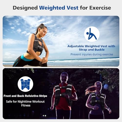 Wolliwa 6lb/8lb/12lb/16lb/20Lb Weighted Vest Woman Men - color: Black, size: 12 Lbs