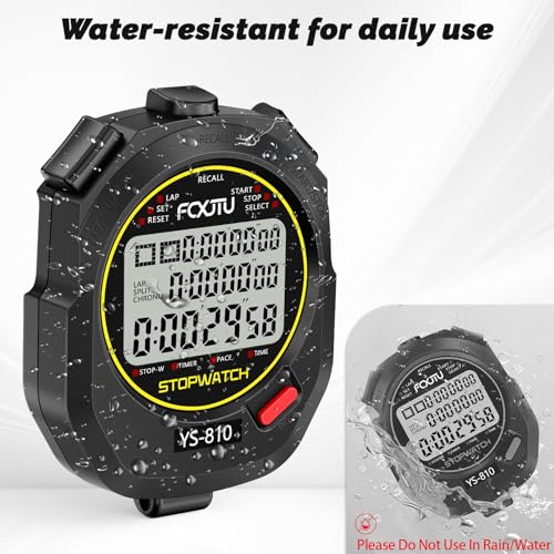 Sports Stopwatch Timer, 10Lap/Split Memory Digital Stop Watch Black