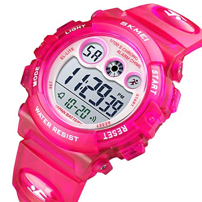 GOLDEN HOUR Watches for Kids Digital Sport Waterproof Boys Girls Watch Outdoor 12/24 H Alarm EL Backlight Stopwatch Military Child Wristwatch Ages 3-15 - color: Rose/Red