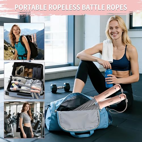 WIitsparklle Portable Adjustable Ropeless Battle Ropes with Pink - color: Pink