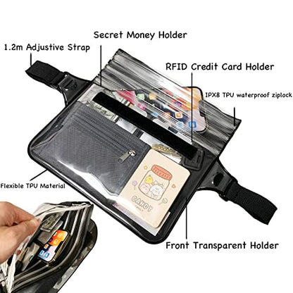 Waterproof Waist Pouch Dry Belt Bag Fanny Pack For Swim Surf Snorkel - color: Pink
