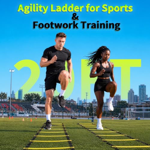 20ft Adjustable Agility Ladder with Carry Bag Training Equipment for Footwork Drills