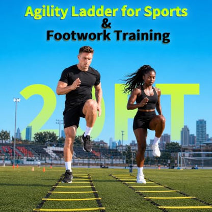 20ft Adjustable Agility Ladder with Carry Bag Training Equipment for Footwork Drills