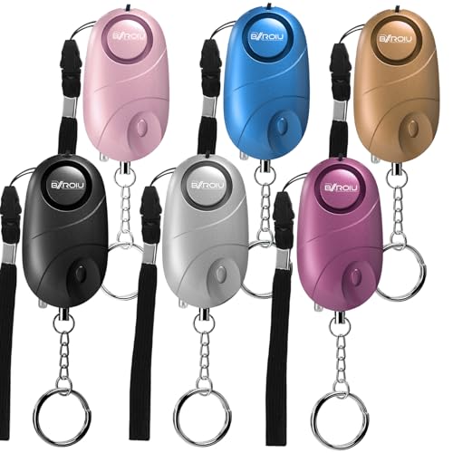 6Pack Personal Alarm Siren Emergency Self Defense Security with LED Lights Safety Alarm for Women Kids and Elders(Multicolored) - color: Multicolored