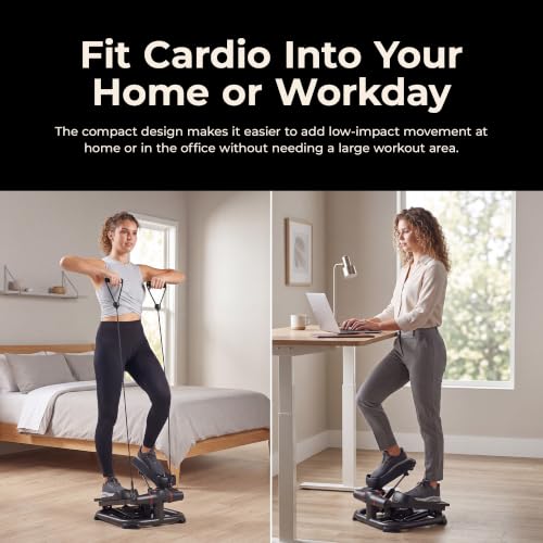 Sunny Health & Fitness Smart Power Stepper with Resistance Bands for Cardio - color: 1. Black