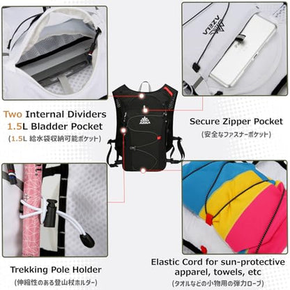 Azarxis Hiking Hydration Pack Running Backpack 10L Daypack Vest for Women Men Lightweight Cycling Biking Trail Race Jogging (Black - Only Backpack) - color: #3 Black (10l) - Only Backpack
