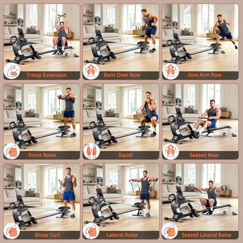 pooboo Rowing Machine for Home, Foldable Magnetic Rowing Machine - color: Wood