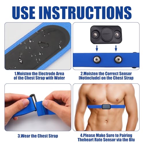 Heart Rate Monitor Chest Band for Polar H10 H9 H7, Adjustable Waterproof Replacement Chest Strap Compatible with Polar Garmin - style: 2 Pack Blue