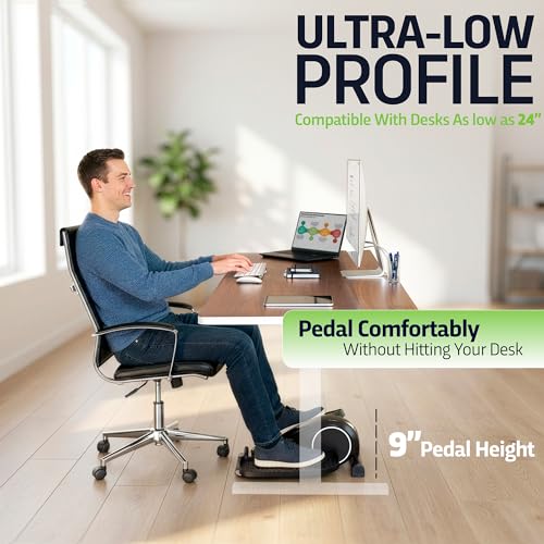 DeskCycle Under Desk Elliptical Machine up to 40 lbs Magnetic Resistance Foot Pedaler, Ultra-Smooth & Silent Seated Leg Exerciser, Heavy Duty Non-Sliding Steel Frame
