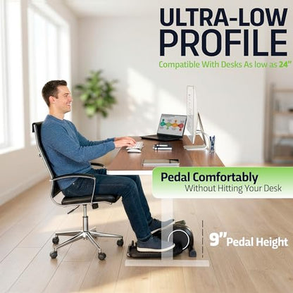 DeskCycle Under Desk Elliptical Machine up to 40 lbs Magnetic Resistance Foot Pedaler, Ultra-Smooth & Silent Seated Leg Exerciser, Heavy Duty Non-Sliding Steel Frame