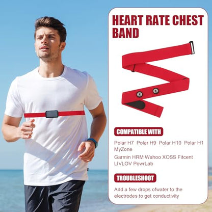 Heart Rate Monitor Chest Band for Polar H10 H9 H7, Adjustable Waterproof Replacement Chest Strap Compatible with Polar Garmin - style: Red