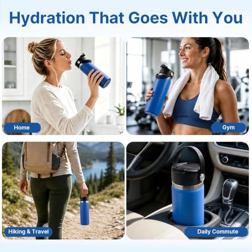 Flip Lid with Handle for Hydro Flask 12 16 20 32 40 64 oz Wide Mouth Bottle - color: Black 1 Pack