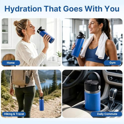 Flip Lid with Handle for Hydro Flask 12 16 20 32 40 64 oz Wide Mouth Bottle - color: Black 1 Pack