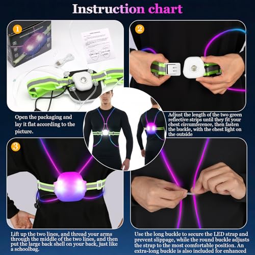 Reflective Running Vest: Rechargeable LED Running Gear with 3 Modes and 7 Colors, Adjustable Running Lights for Runners, Reflective Safety Vest for Night Running