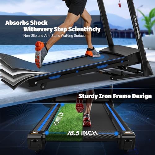 Treadmills for Home with Incline, 16in Wide Belt, App, Bluetooth, 8.5 MPH Walking Pad Treadmill Running Machine 330 Lbs Capacity, Pulse Heart Rate Sensor, 3.5HP Quiet Brushless Motor - color: GREEN