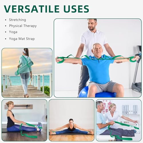 10 Loops Stretching Strap Yoga Strap Stretch Bands Physical Therapy for Exercise - color: Blue