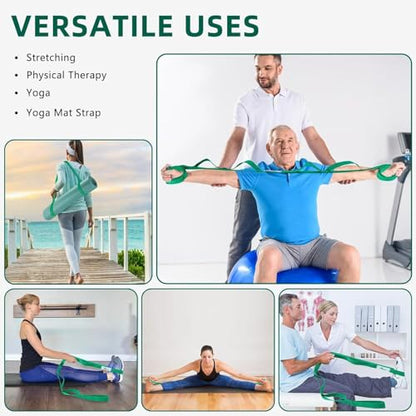 10 Loops Stretching Strap Yoga Strap Stretch Bands Physical Therapy for Exercise - color: Blue