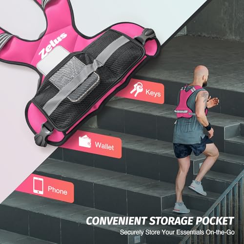 ZELUS Weighted Vest for Men Women,Adjustable 4-32lb Vest, Removable Weights - color: Pink, size: 20-32 lb.