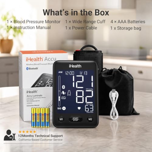 iHealth Accu Bluetooth Upper Arm Blood Pressure Monitor with Large Cuff - color: Black