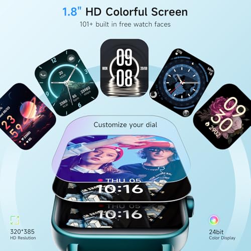Smart Watch for Women Android iPhone, Alexa Built-in, 1.8" Smartwatch with Heart Rate/SpO2/Sleep Monitor, IP68 Waterproof Activity Fitness Tracker with Bluetooth Call, 100+ Sport Mode, DarkGreen - color: DarkGreen
