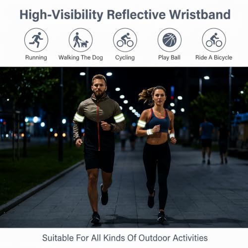 4Pcs High Visibility Reflective Bands, Elastic Reflective Wristbands